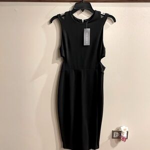 NWT FRENCH CONNECTION Whisper Lula black cut out dress sheath stretch size 6